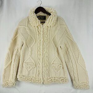 Boho Fisherman Core Milma’s Crafts Women's Large Llama Wool Zip Jacket Ecuador